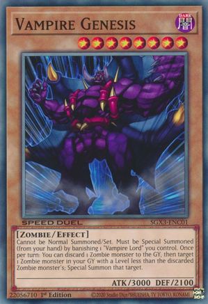 Vampire Genesis (SGX3-ENC01) - Speed Duel GX: Duelists of Shadows 1st Edition Speed Duel GX: Duelists of Shadows Yugioh Single Squirtle Squad Card Shop.