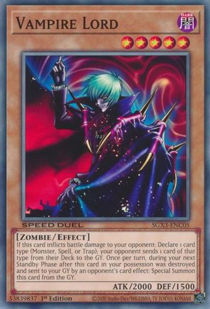 Vampire Lord (SGX3-ENC05) - Speed Duel GX: Duelists of Shadows 1st Edition Speed Duel GX: Duelists of Shadows Yugioh Single Squirtle Squad Card Shop.