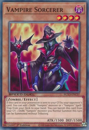 Vampire Sorcerer (SGX3-ENC07) - Speed Duel GX: Duelists of Shadows 1st Edition Speed Duel GX: Duelists of Shadows Yugioh Single Squirtle Squad Card Shop.