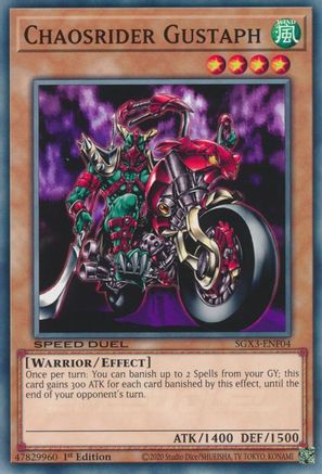 Chaosrider Gustaph (SGX3-ENF04) - Speed Duel GX: Duelists of Shadows 1st Edition Speed Duel GX: Duelists of Shadows Yugioh Single Squirtle Squad Card Shop.