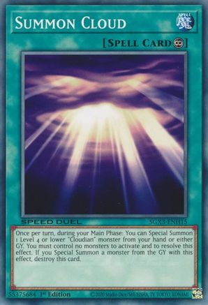 Summon Cloud (SGX3-ENH15) - Speed Duel GX: Duelists of Shadows 1st Edition Speed Duel GX: Duelists of Shadows Yugioh Single Squirtle Squad Card Shop.