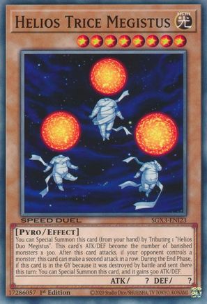 Helios Trice Megistus (SGX3-ENI23) - Speed Duel GX: Duelists of Shadows 1st Edition Speed Duel GX: Duelists of Shadows Yugioh Single Squirtle Squad Card Shop.