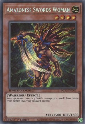 Amazoness Swords Woman (Secret Rare) (SGX3-END02) - Speed Duel GX: Duelists of Shadows 1st Edition Speed Duel GX: Duelists of Shadows Yugioh Single Squirtle Squad Card Shop.