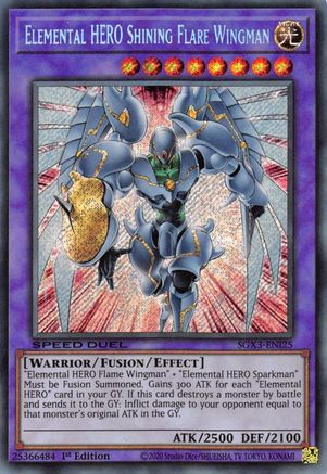 Elemental HERO Shining Flare Wingman (Secret Rare) (SGX3-ENI25) - Speed Duel GX: Duelists of Shadows 1st Edition Speed Duel GX: Duelists of Shadows Yugioh Single Squirtle Squad Card Shop.