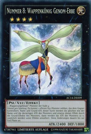 Number 8: Heraldic King Genom-Heritage (German) - "Nummer 8: Wappenkönig Genom-Erbe" (AC14-DE009) - Advent Calendar 2014 (Adventskalender ZEXAL-Edition) Limited Advent Calendar 2014 (Adventskalender ZEXAL-Edition) Yugioh Single Squirtle Squad Card Shop.