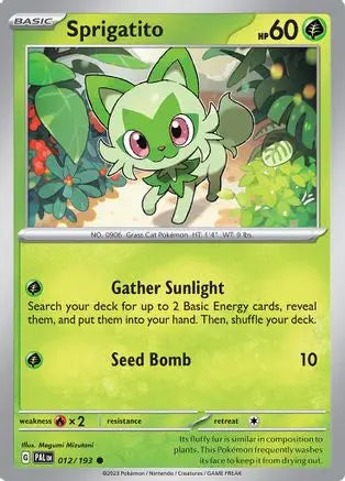 Sprigatito 012/193 - Reverse Holofoil SV02 Paldea Evolved - Common
