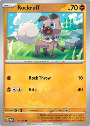 Rockruff 116 SV02 Paldea Evolved - Common SV02: Paldea Evolved Pokemon Single Squirtle Squad Card Shop.