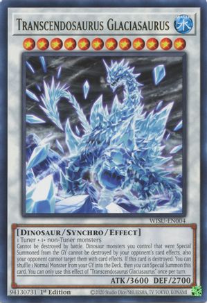 Transcendosaurus Glaciasaurus (WISU-EN004) - Wild Survivors 1st Edition Wild Survivors Yugioh Single Squirtle Squad Card Shop.