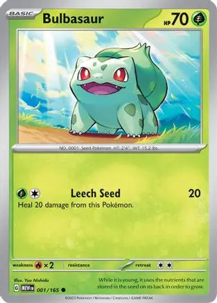 Bulbasaur 001/165 – Scarlet & Violet 151 – Reverse Holofoil SV: Scarlet & Violet 151 Pokemon Single Squirtle Squad Card Shop.