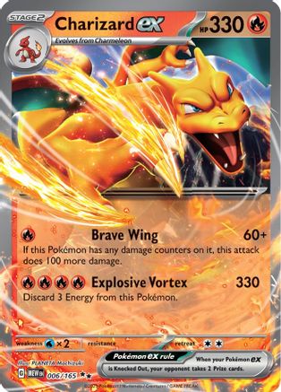 Charizard ex 006/165 - Holofoil SV Scarlet & Violet 151 - Double Rare SV: Scarlet & Violet 151 Pokemon Single Squirtle Squad Card Shop.