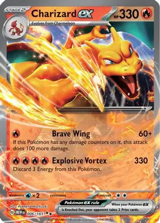 Charizard ex 006/165 - Holofoil SV Scarlet & Violet 151 - Double Rare SV: Scarlet & Violet 151 Pokemon Single Squirtle Squad Card Shop.