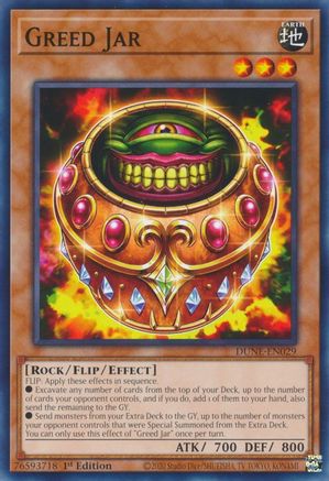 Greed Jar (DUNE-EN029) - Duelist Nexus 1st Edition Duelist Nexus Yugioh Single Squirtle Squad Card Shop.