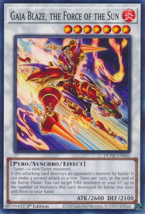 Gaia Blaze, the Force of the Sun (DUNE-EN042) - Duelist Nexus 1st Edition Duelist Nexus Yugioh Single Squirtle Squad Card Shop.