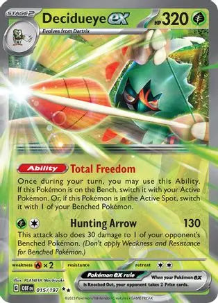Decidueye ex 015 - Holofoil SV03 Obsidian Flames - Double Rare SV03: Obsidian Flames Pokemon Single Squirtle Squad Card Shop.