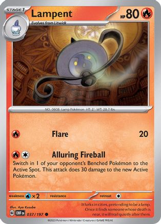 Lampent 037 SV03 Obsidian Flames - Common SV03: Obsidian Flames Pokemon Single Squirtle Squad Card Shop.