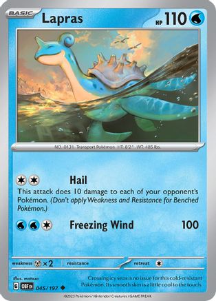Lapras 045 SV03 Obsidian Flames - Uncommon SV03: Obsidian Flames Pokemon Single Squirtle Squad Card Shop.