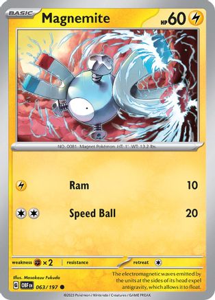 Magnemite 063 SV03 Obsidian Flames - Common SV03: Obsidian Flames Pokemon Single Squirtle Squad Card Shop.