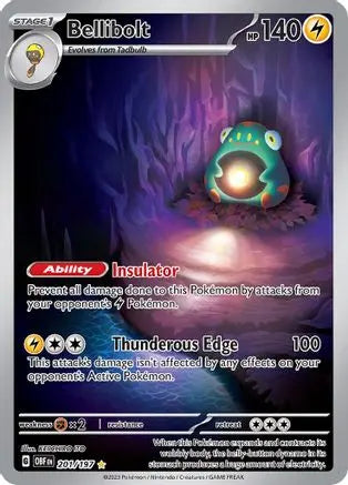 Bellibolt 201/197 - Holofoil SV03 Obsidian Flames - Illustration Rare SV03: Obsidian Flames Pokemon Single Squirtle Squad Card Shop.