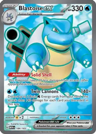 Blastoise ex 184/165 - Holofoil SV Scarlet & Violet 151 - Ultra Rare SV: Scarlet & Violet 151 Pokemon Single Squirtle Squad Card Shop.