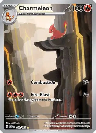 Charmeleon 169/165 - Holofoil SV Scarlet & Violet 151 - Illustration Rare SV: Scarlet & Violet 151 Pokemon Single Squirtle Squad Card Shop.