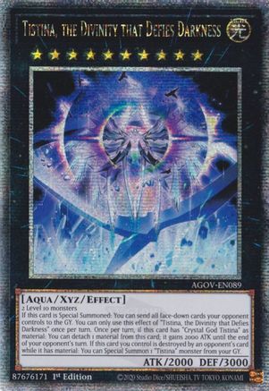Tistina, the Divinity that Defies Darkness (Quarter Century Secret Rare) (AGOV-EN089) - Age of Overlord 1st Edition Age of Overlord Yugioh Single Squirtle Squad Card Shop.