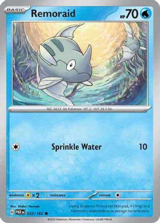 Remoraid 033 - Reverse Holofoil SV04 Paradox Rift - Common SV04: Paradox Rift Pokemon Single Squirtle Squad Card Shop.