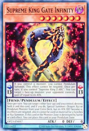 Supreme King Gate Infinity (OP23-EN017) - OTS Tournament Pack 23 Unlimited OTS Tournament Pack 23 Yugioh Single Squirtle Squad Card Shop.