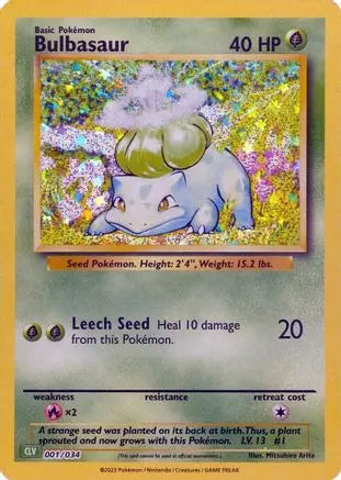 Bulbasaur 001 - Holofoil Trading Card Game Classic - Classic Collection Trading Card Game Classic Pokemon Single Squirtle Squad Card Shop.