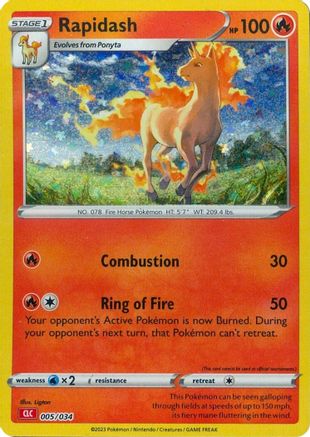 Rapidash 005 - Holofoil Trading Card Game Classic - Classic Collection Trading Card Game Classic Pokemon Single Squirtle Squad Card Shop.