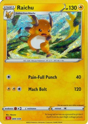 Raichu 009 - Holofoil Trading Card Game Classic - Classic Collection