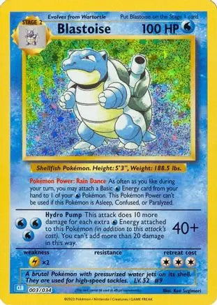 Blastoise 003 - Holofoil Trading Card Game Classic - Classic Collection Trading Card Game Classic Pokemon Single Squirtle Squad Card Shop.