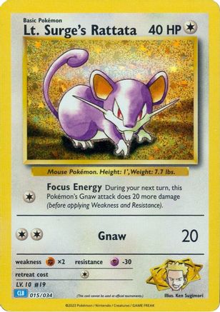 Lt. Surge's Rattata 015 (H) - Trading Card Game Classic - CC