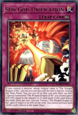 Sun God Unification (MZMI-EN071) - Maze of Millennia 1st Edition Maze of Millennia Yugioh Single Squirtle Squad Card Shop.