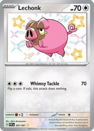 Lechonk 207/091 - Holofoil SV Paldean Fates - Shiny Rare SV: Paldean Fates Pokemon Single Squirtle Squad Card Shop.
