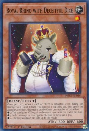 Royal Rhino with Deceitful Dice (PHNI-EN036) - Phantom Nightmare 1st Edition Phantom Nightmare Yugioh Single Squirtle Squad Card Shop.