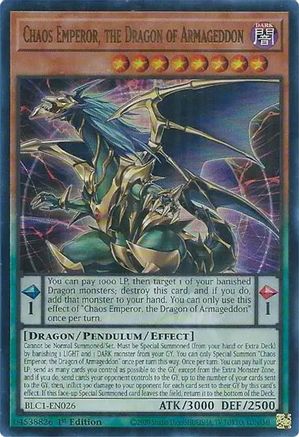 Chaos Emperor, the Dragon of Armageddon (BLC1-EN026) - Battles of Legend: Chapter 1 1st Edition Battles of Legend: Chapter 1 Yugioh Single Squirtle Squad Card Shop.