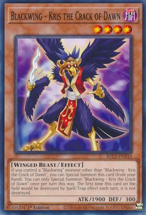 Blackwing - Kris the Crack of Dawn (BLC1-EN143) - Battles of Legend: Chapter 1 1st Edition Battles of Legend: Chapter 1 Yugioh Single Squirtle Squad Card Shop.