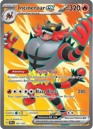 Incineroar ex 187/162 - Holofoil SV05 Temporal Forces - Ultra Rare SV05: Temporal Forces Pokemon Single Squirtle Squad Card Shop.