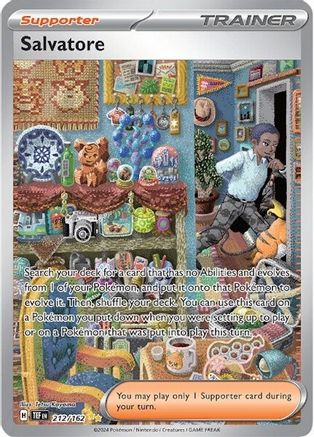 Salvatore 212/162 - Holofoil SV05 Temporal Forces - Special Illustration Rare SV05: Temporal Forces Pokemon Single Squirtle Squad Card Shop.