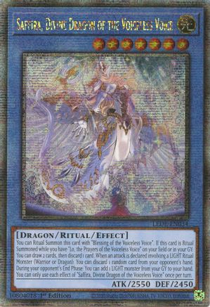 Saffira, Divine Dragon of the Voiceless Voice (Quarter Century Secret Rare) (LEDE-EN034) - Legacy of Destruction 1st Edition Legacy of Destruction Yugioh Single Squirtle Squad Card Shop.