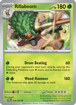 Rillaboom 016 SV06 Twilight Masquerade - Uncommon SV06: Twilight Masquerade Pokemon Single Squirtle Squad Card Shop.
