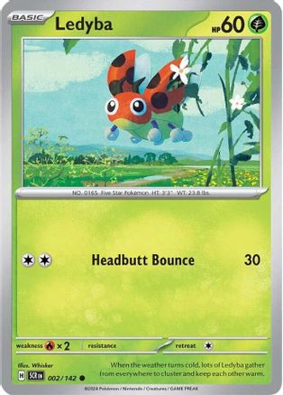 Ledyba 002 - Reverse Holofoil SV07 Stellar Crown - Common SV07: Stellar Crown Pokemon Single Squirtle Squad Card Shop.