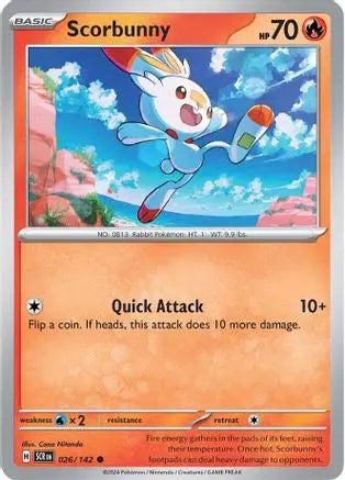 Scorbunny 026 - Reverse Holofoil SV07 Stellar Crown - Common