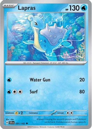 Lapras 031 - Reverse Holofoil SV07 Stellar Crown - Uncommon SV07: Stellar Crown Pokemon Single Squirtle Squad Card Shop.