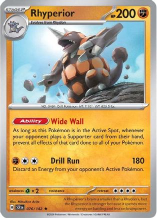 Rhyperior 076 - Reverse Holofoil SV07 Stellar Crown - Rare SV07: Stellar Crown Pokemon Single Squirtle Squad Card Shop.
