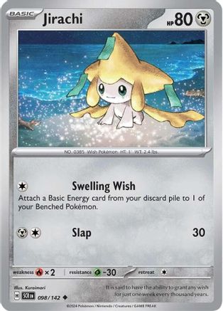 Jirachi 098 SV07 Stellar Crown - Uncommon SV07: Stellar Crown Pokemon Single Squirtle Squad Card Shop.