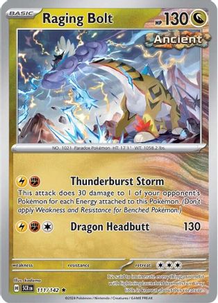 Raging Bolt 111 - Holofoil SV07 Stellar Crown - Rare SV07: Stellar Crown Pokemon Single Squirtle Squad Card Shop.