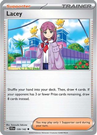 Lacey 139/142 SV07 Stellar Crown - Uncommon SV07: Stellar Crown Pokemon Single Squirtle Squad Card Shop.