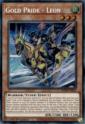 Gold Pride - Leon (MP24-EN075) - 25th Anniversary Tin: Dueling Mirrors 1st Edition 25th Anniversary Tin: Dueling Mirrors Yugioh Single Squirtle Squad Card Shop.