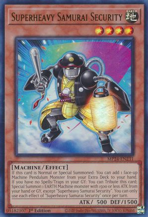 Superheavy Samurai Security (MP24-EN231) - 25th Anniversary Tin: Dueling Mirrors 1st Edition 25th Anniversary Tin: Dueling Mirrors Yugioh Single Squirtle Squad Card Shop.